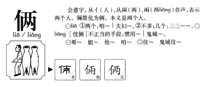 俩字字源