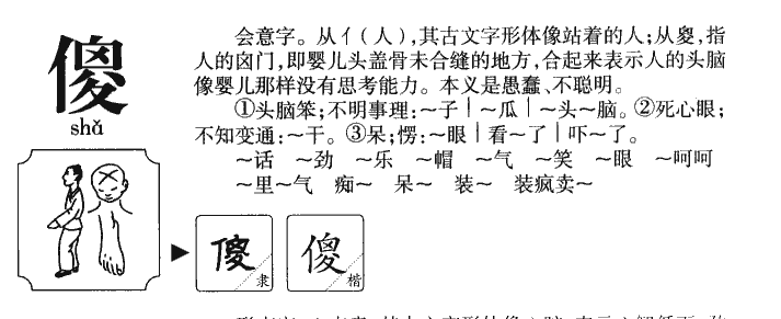 傻字字源