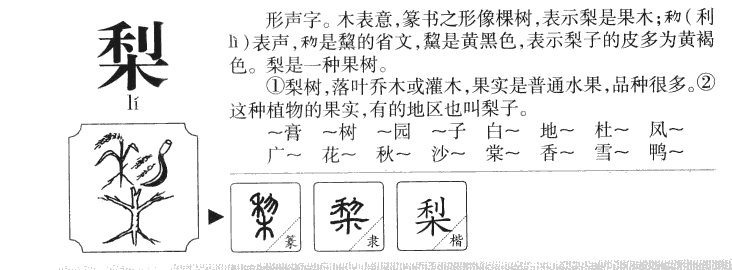 梨字字源