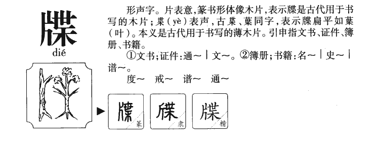 牒字字源