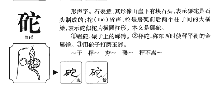 砣字字源