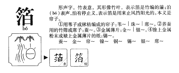 箔字字源