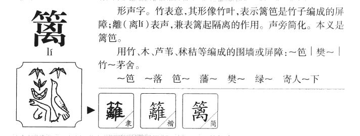 篱字字源