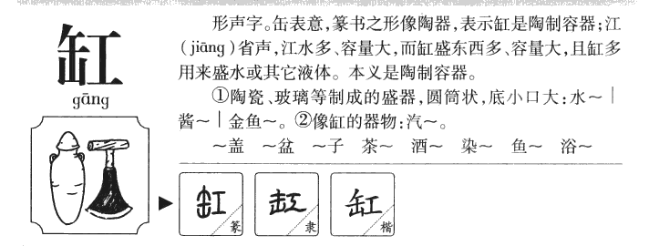 缸字字源