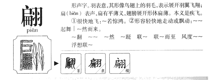 翩字字源