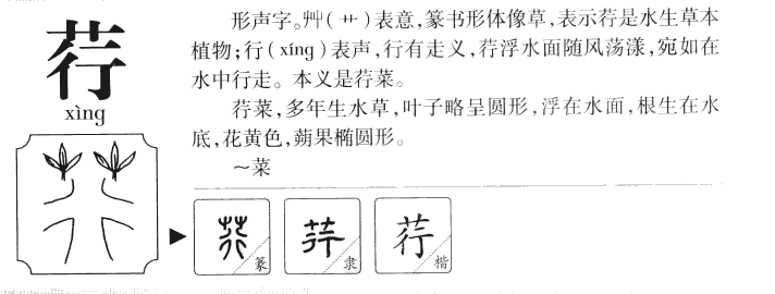 荇字字源