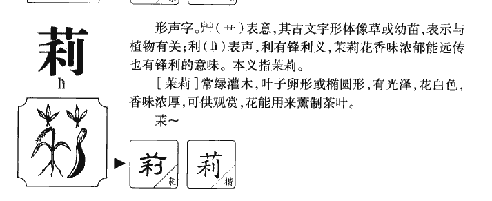 莉字字源