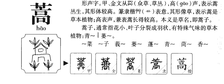 蒿字字源