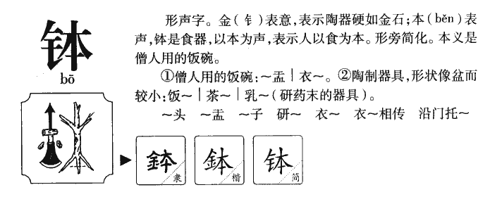 钵字字源