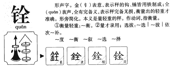 铨字字源