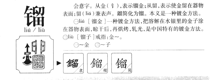镏字字源