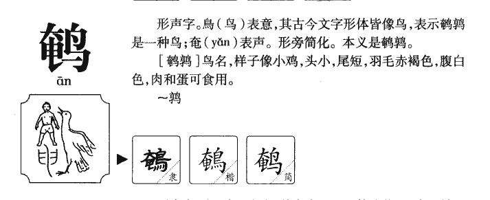 鹌字字源