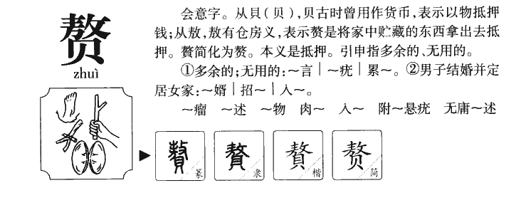 赘字字源